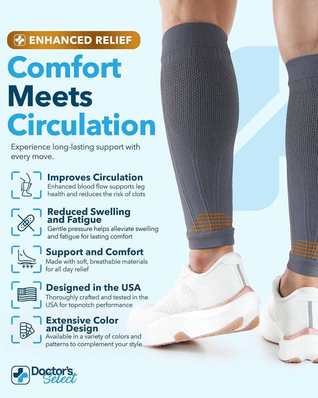 2 Pairs Copper Calf Compression Sleeve - Leg Compression Sleeves for Women & Men, Shin Splint Relief
