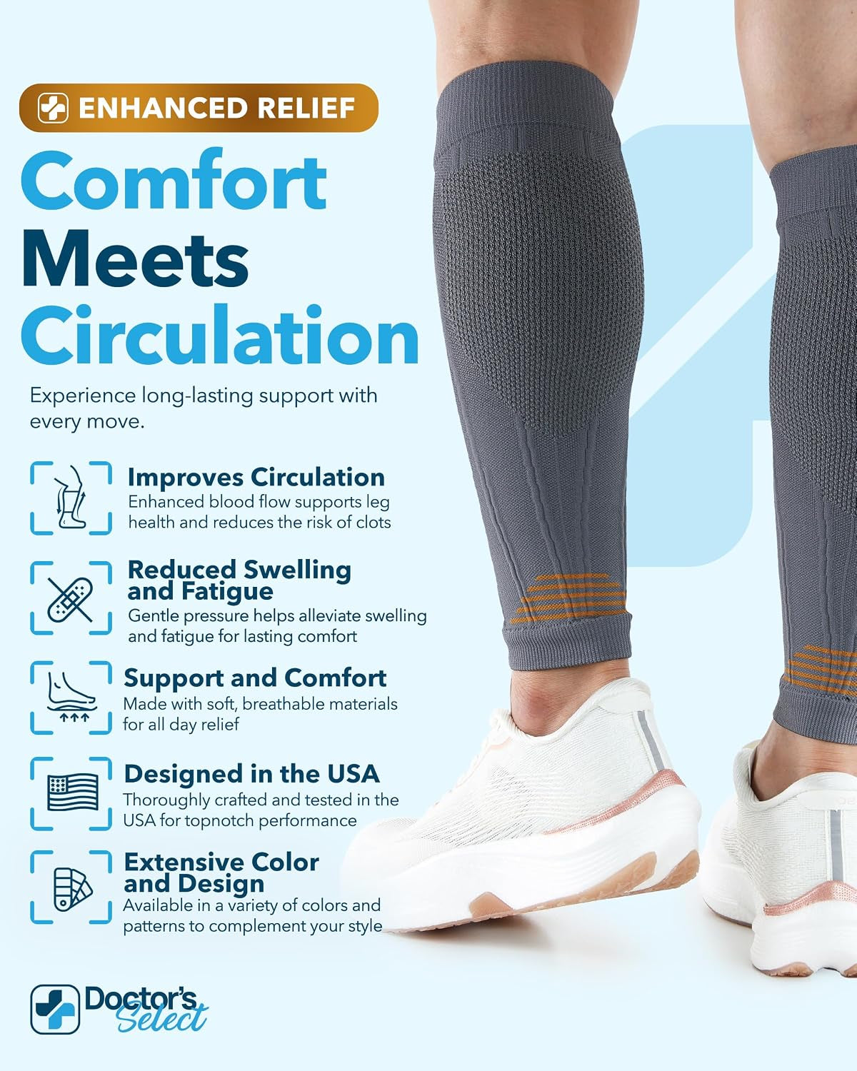2 Pairs Copper Calf Compression Sleeve - Leg Compression Sleeves for Women & Men, Shin Splint Relief
