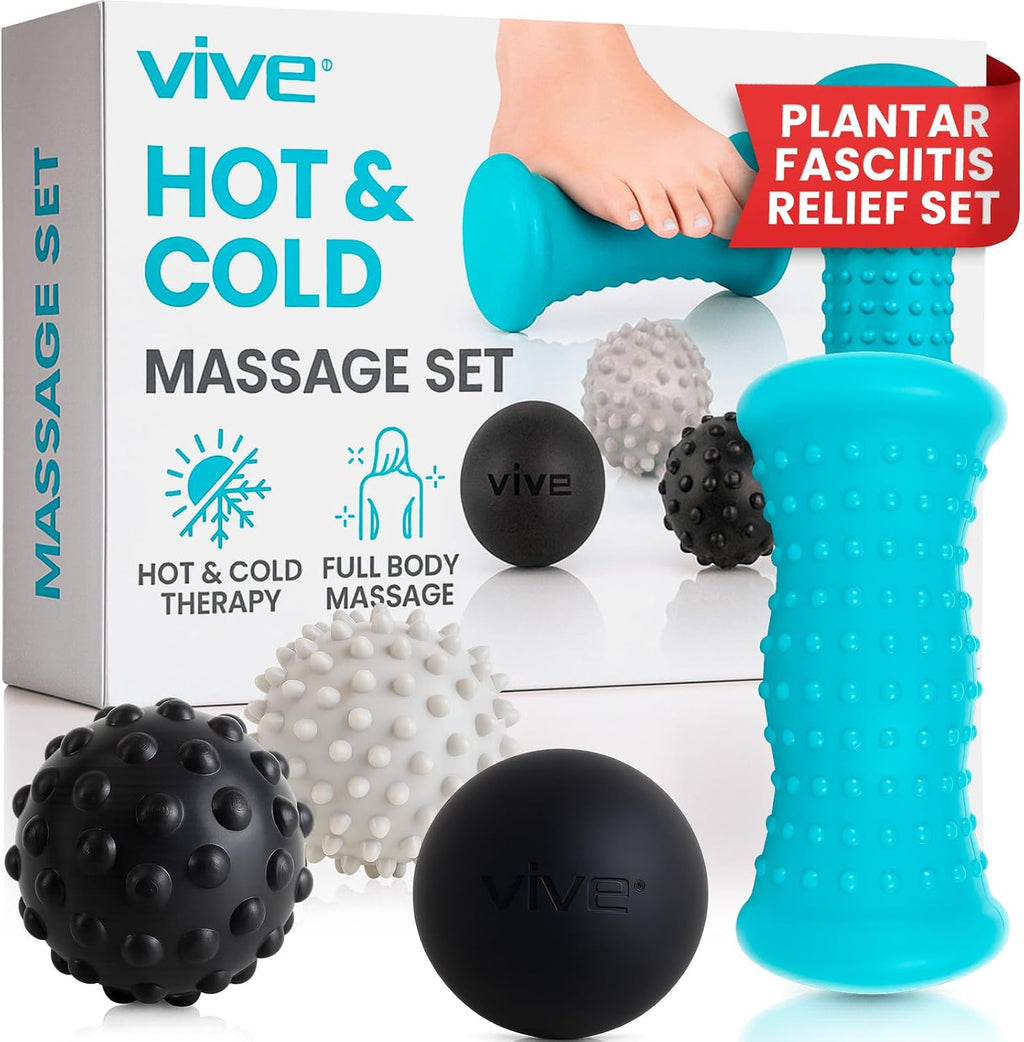 Massage Ball Set (4 Piece) - Plantar Fasciitis Relief Foot Pain Hot