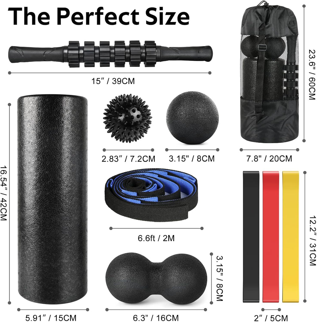 Ultimate 7-in-1 Foam Roller Set for Deep Tissue Muscle Relief - Perfect for Back and Full Body Recovery