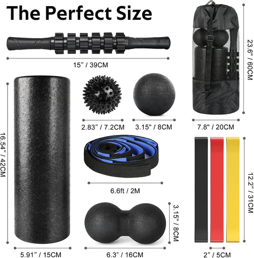 Ultimate 7-in-1 Foam Roller Set for Deep Tissue Muscle Relief - Perfect for Back and Full Body Recovery