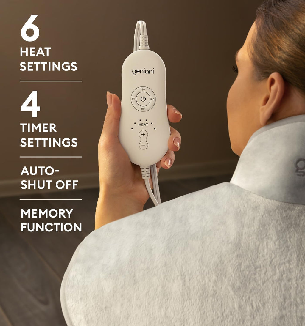 Luxurious Electric Throw Blanket for Neck and Shoulders - 22"x24" Heated Pad with 6 Heat Settings and Auto Shut-Off for Ultimate Pain Relief