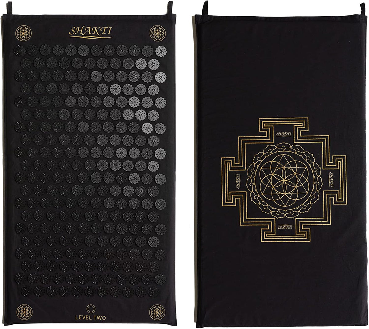 Experience Ultimate Relaxation with the Classic Level 2 Black Acupressure Mat for Tension Release