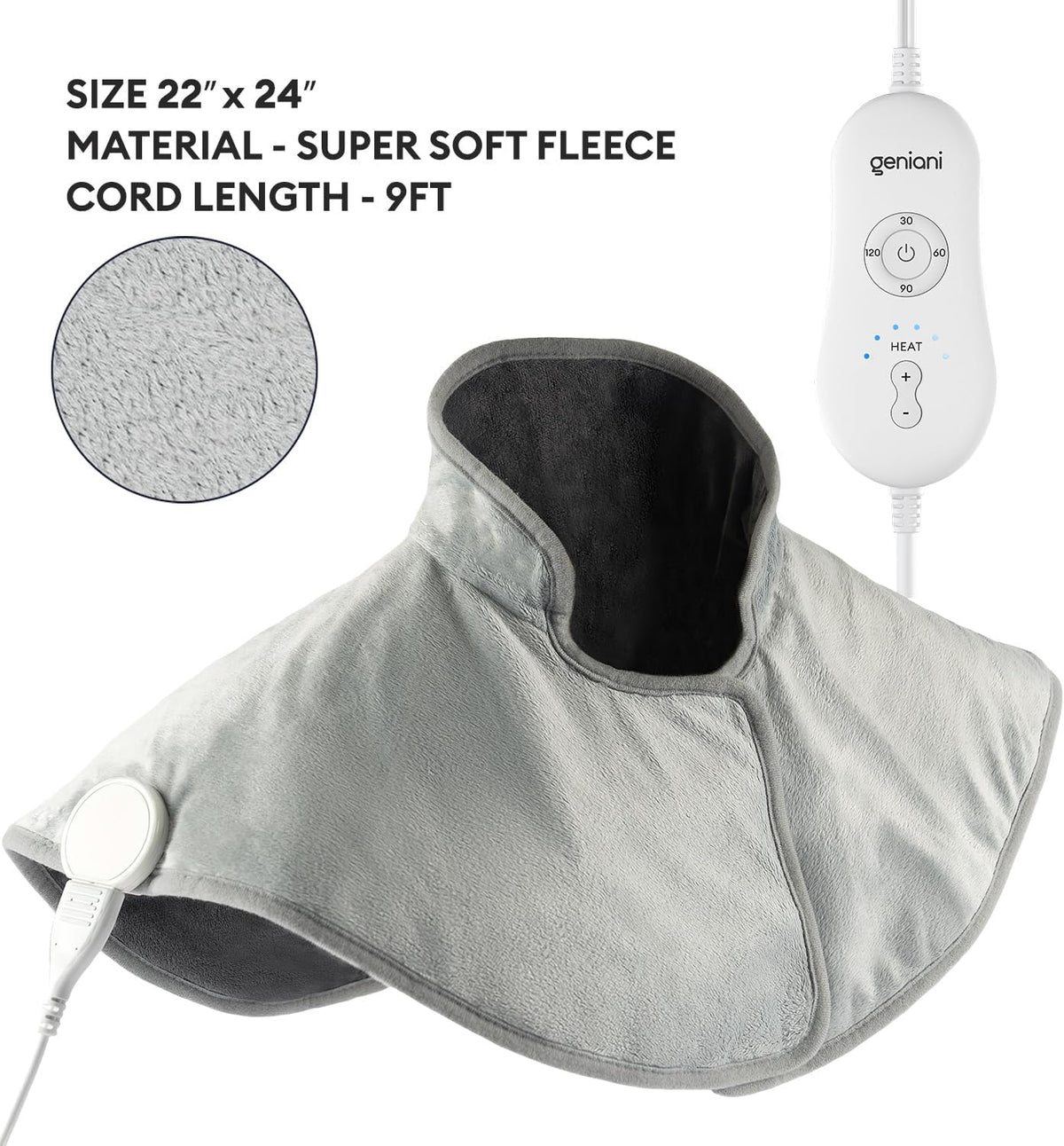Luxurious Electric Throw Blanket for Neck and Shoulders - 22"x24" Heated Pad with 6 Heat Settings and Auto Shut-Off for Ultimate Pain Relief