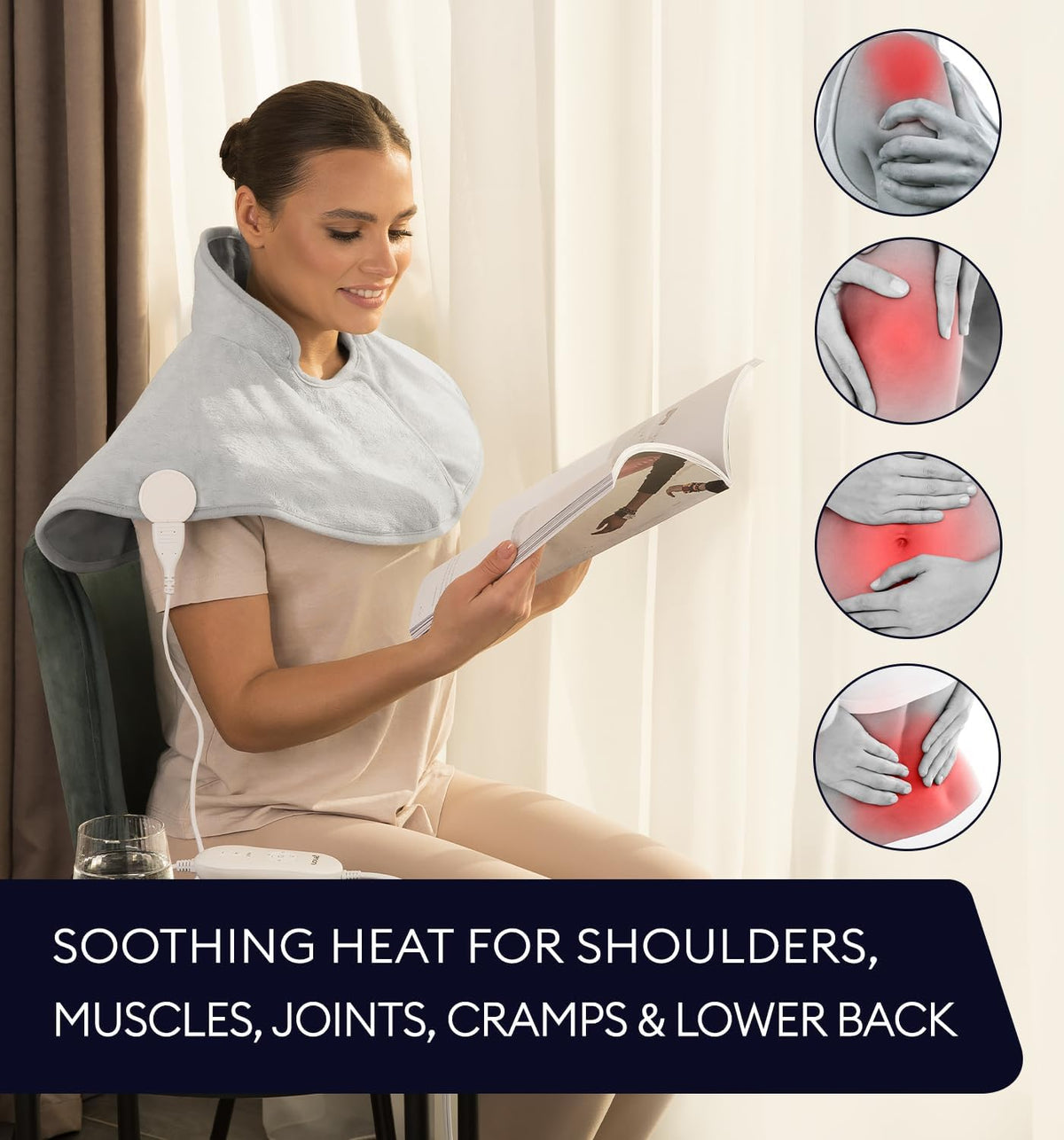 Luxurious Electric Throw Blanket for Neck and Shoulders - 22"x24" Heated Pad with 6 Heat Settings and Auto Shut-Off for Ultimate Pain Relief
