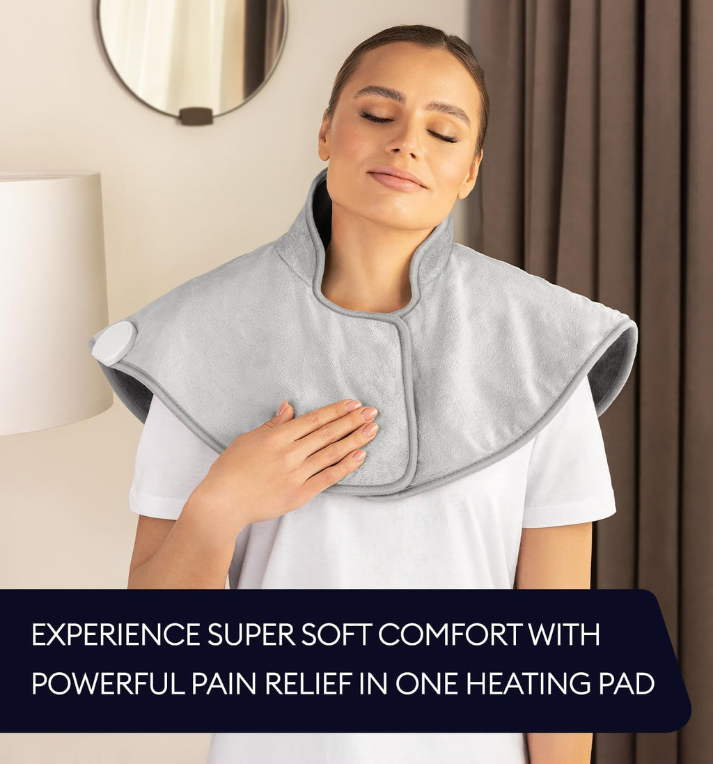 Luxurious Electric Throw Blanket for Neck and Shoulders - 22"x24" Heated Pad with 6 Heat Settings and Auto Shut-Off for Ultimate Pain Relief