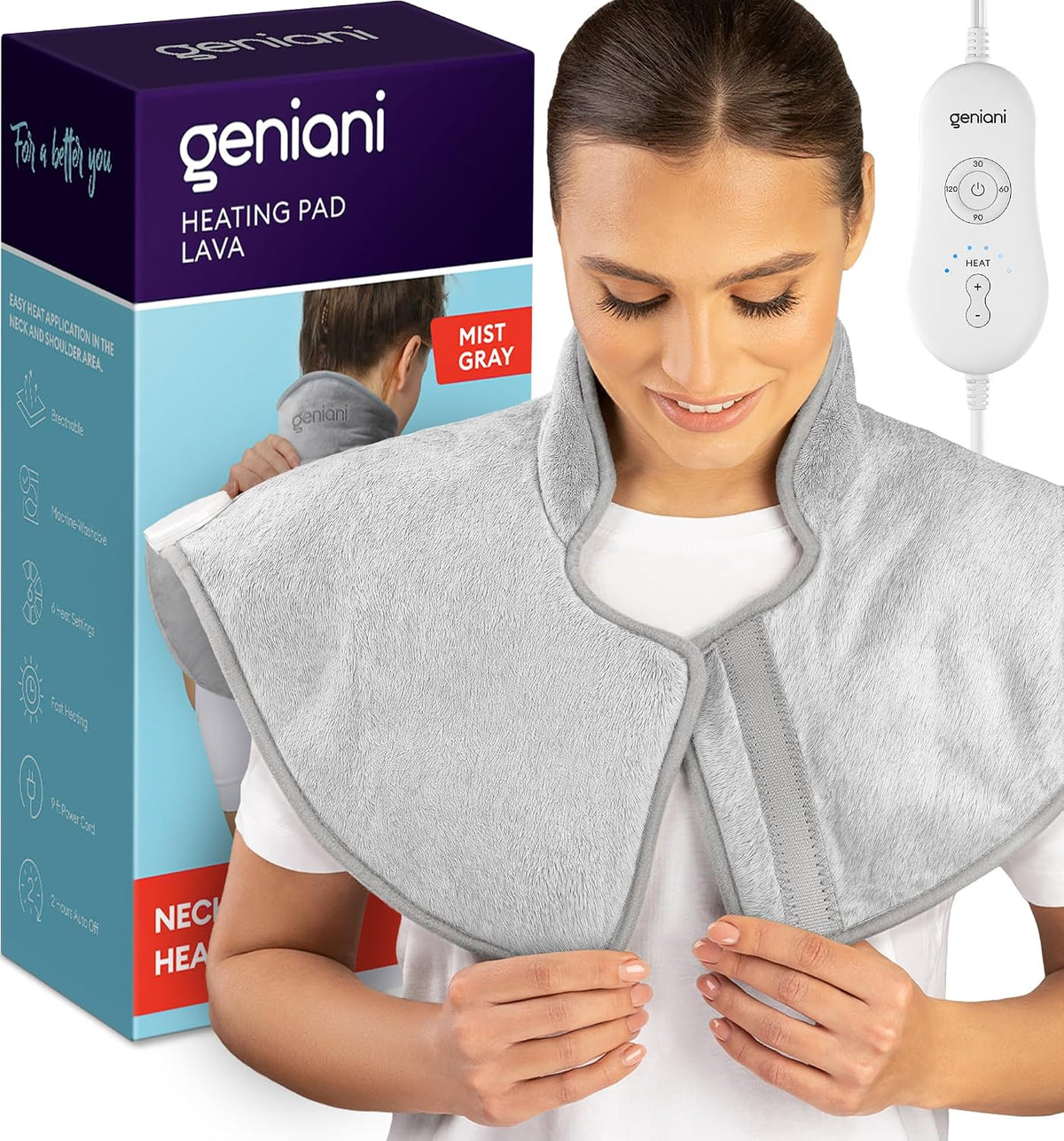 Luxurious Electric Throw Blanket for Neck and Shoulders - 22"x24" Heated Pad with 6 Heat Settings and Auto Shut-Off for Ultimate Pain Relief