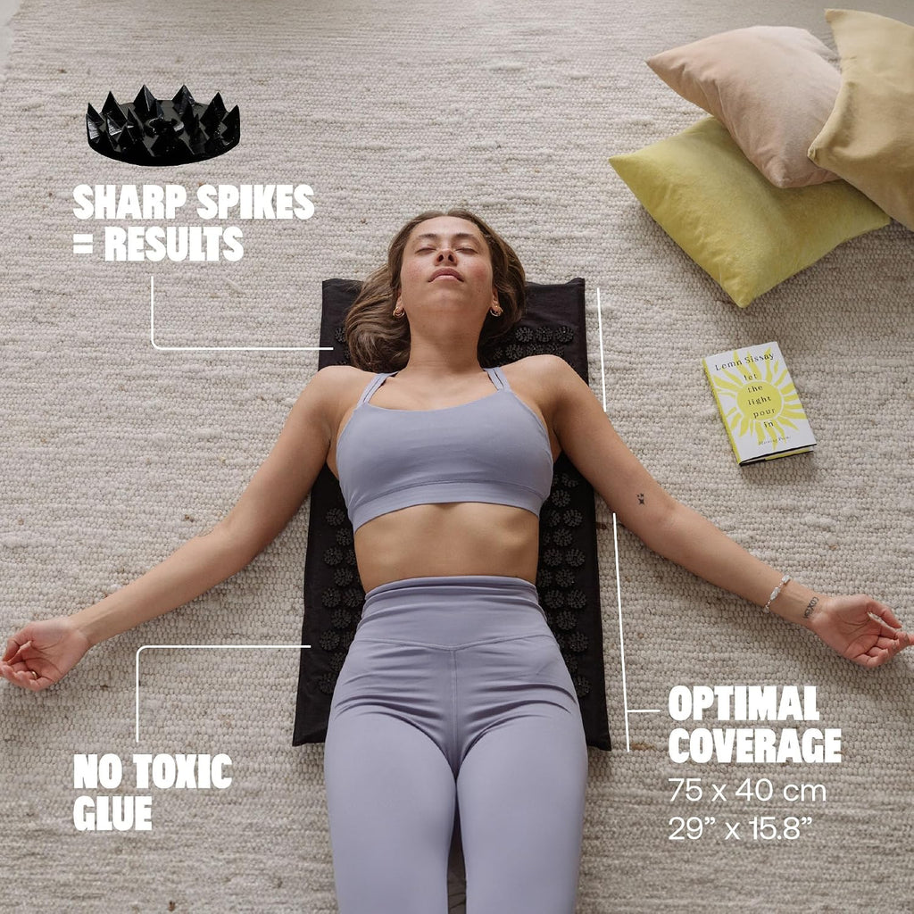Experience Ultimate Relaxation with the Classic Level 2 Black Acupressure Mat for Tension Release