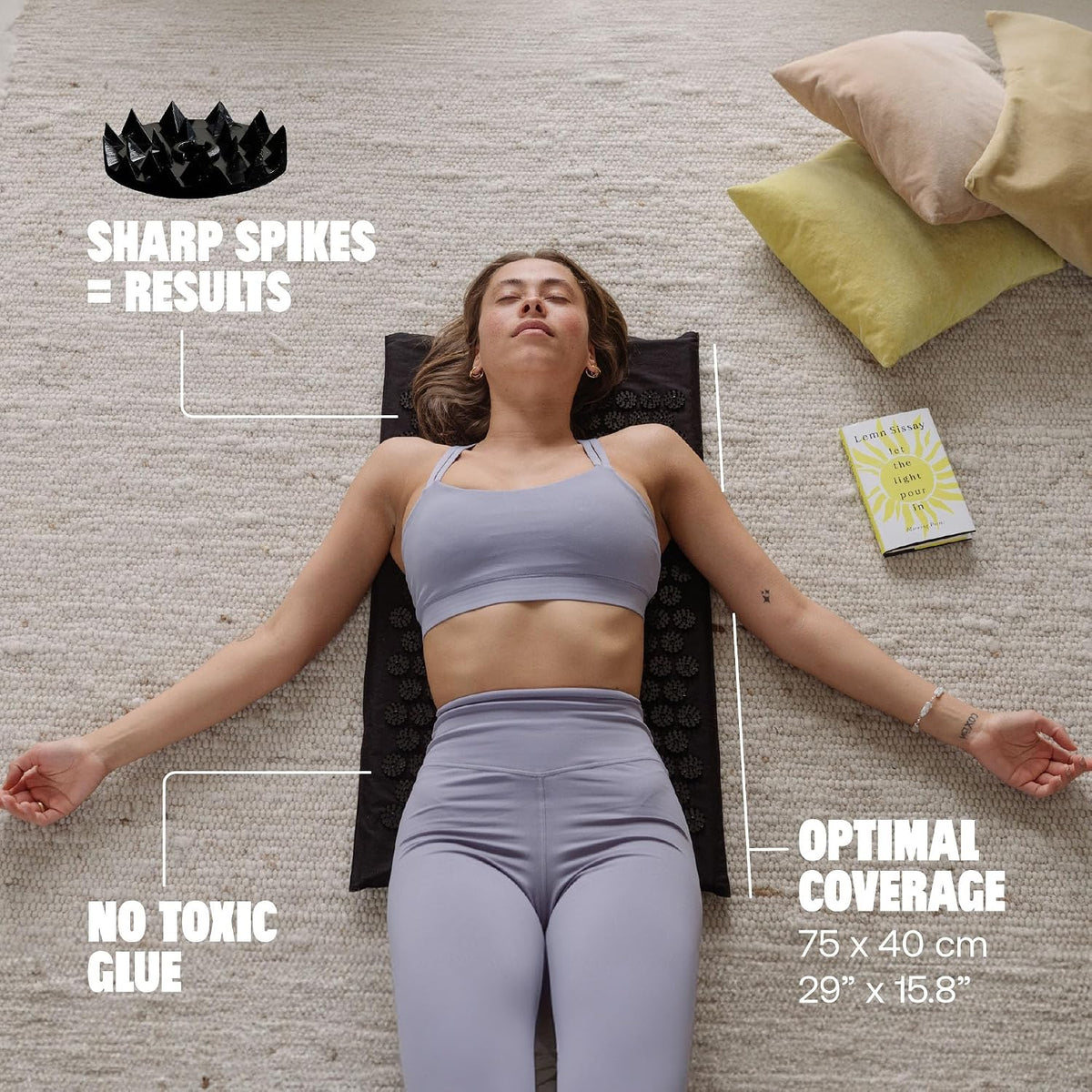 Experience Ultimate Relaxation with the Classic Level 2 Black Acupressure Mat for Tension Release