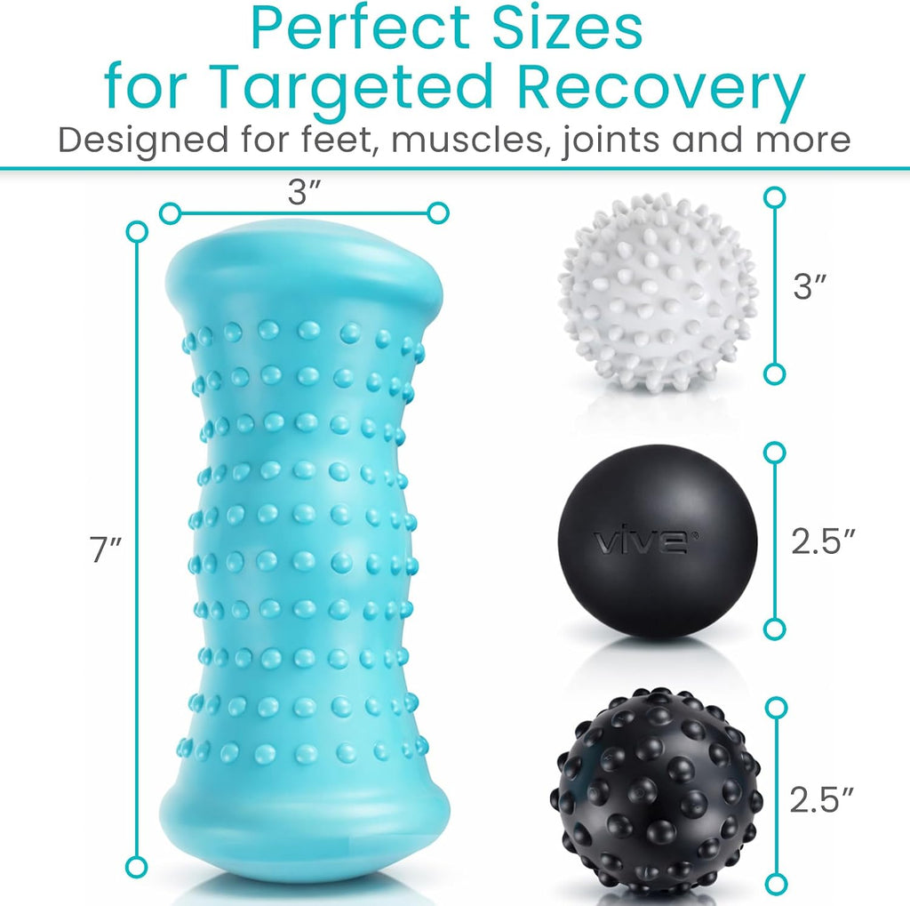 Massage Ball Set (4 Piece) - Plantar Fasciitis Relief Foot Pain Hot
