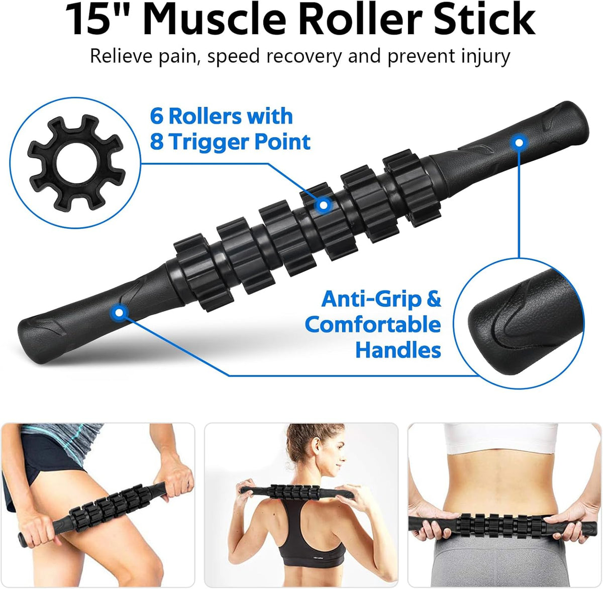 Ultimate 7-in-1 Foam Roller Set for Deep Tissue Muscle Relief - Perfect for Back and Full Body Recovery