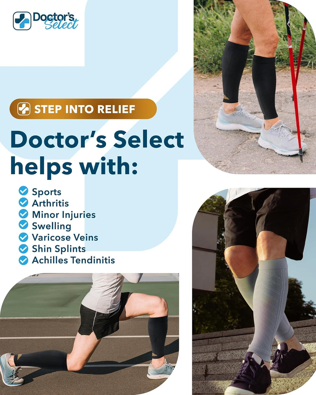 2 Pairs Copper Calf Compression Sleeve - Leg Compression Sleeves for Women & Men, Shin Splint Relief