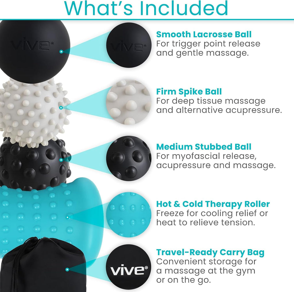 Massage Ball Set (4 Piece) - Plantar Fasciitis Relief Foot Pain Hot